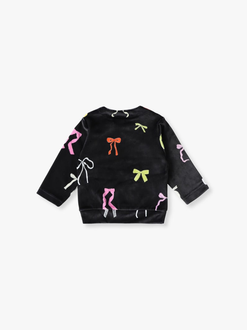 リボンモチーフ ベロア セットアップ（9M-18M） 詳細画像 black 2