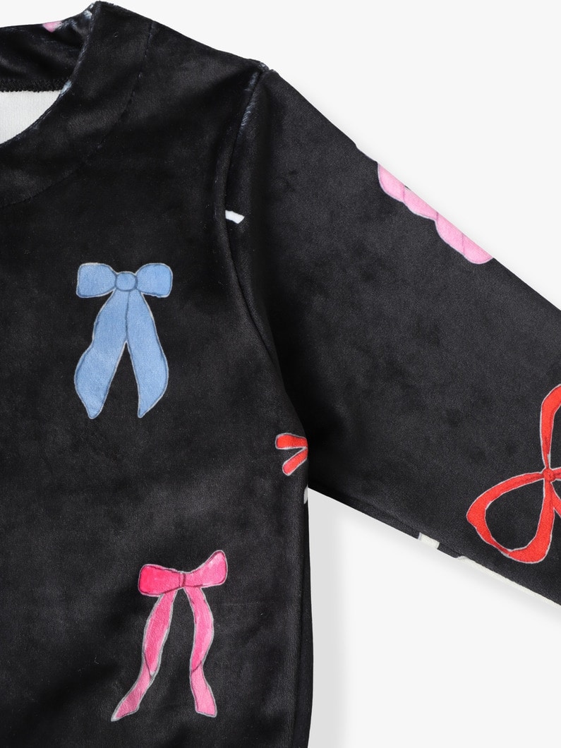 リボンモチーフ ベロア セットアップ（9M-18M） 詳細画像 black 3