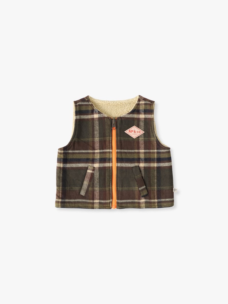 リバーシブル ベビー タータンチェック ベスト（18-24M） 詳細画像 other 1