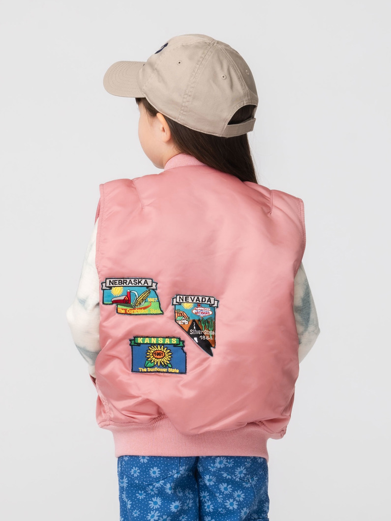 ワッペン MA-1 ベスト（ピンク/ブラック/4-12Y） 詳細画像 pink 3