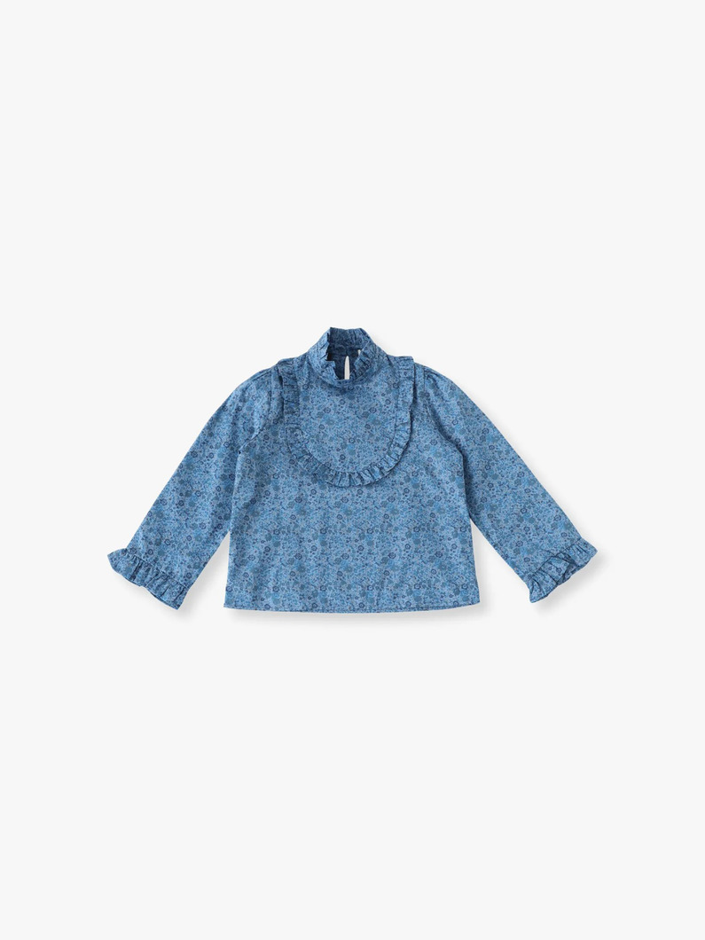 コットン モックネック ブラウス（6-8Y） 詳細画像 blue 1
