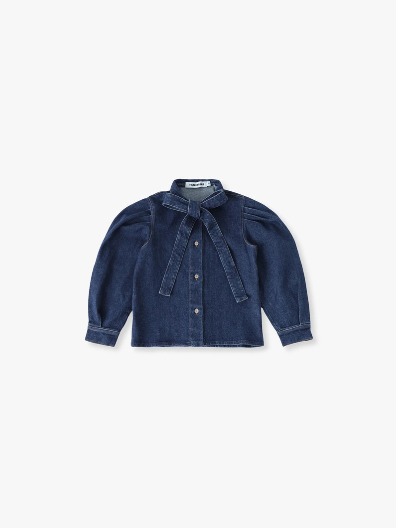 タイネック デニム ブラウス（6-8Y） 詳細画像 navy 1