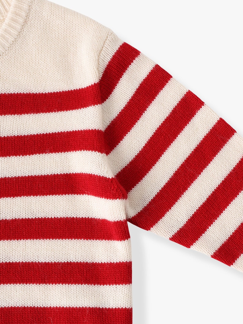 マリンボーダー クルーネック ニット プルオーバー（レッド/ネイビー/100-120cm） 詳細画像 red 2