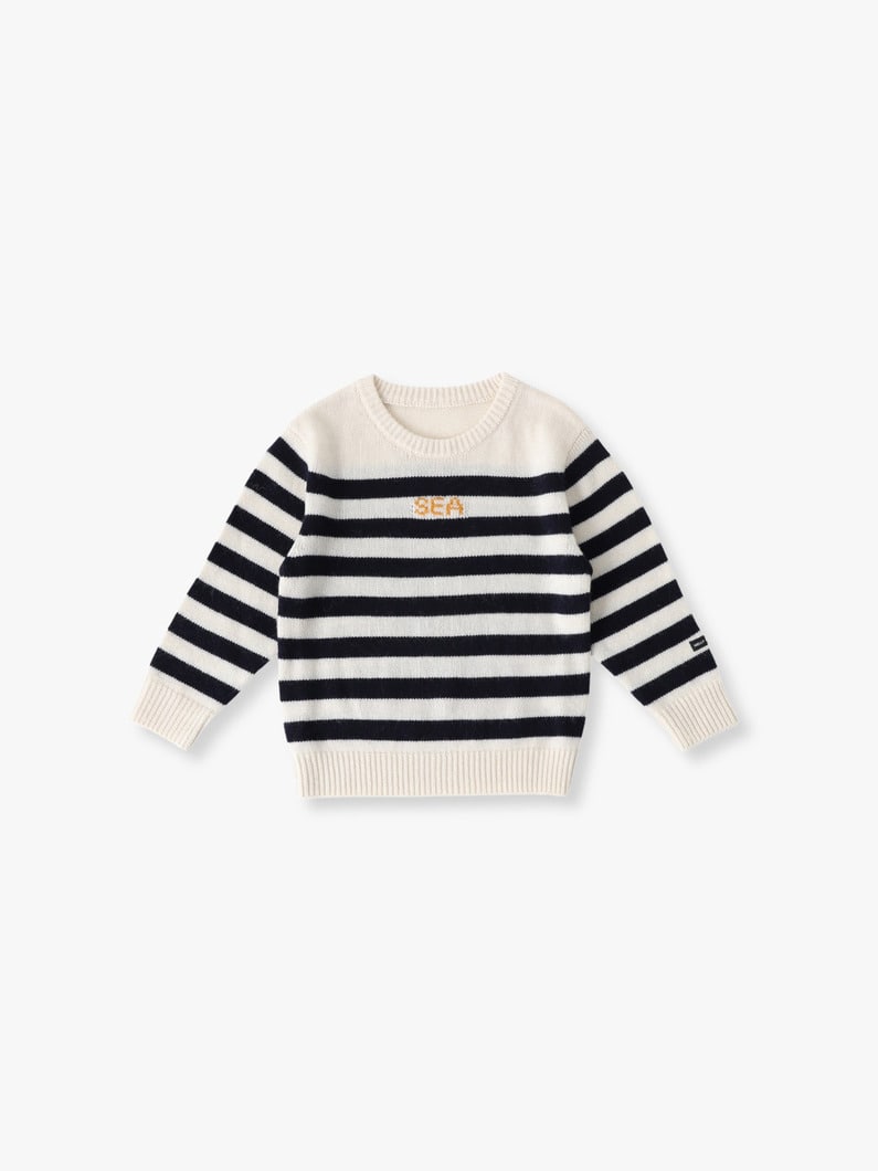 マリンボーダー クルーネック ニット プルオーバー（レッド/ネイビー/100-120cm） 詳細画像 navy