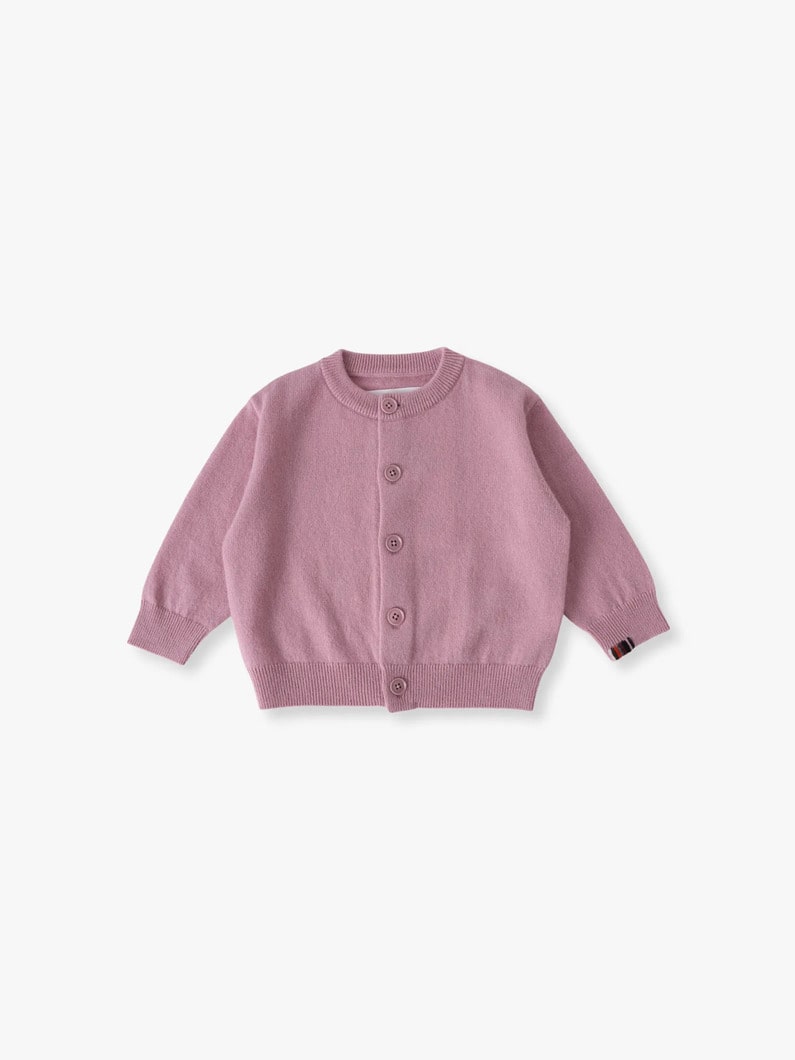 カシミヤ ボタンアップ カーディガン（ホワイト/ピンク） 詳細画像 pink