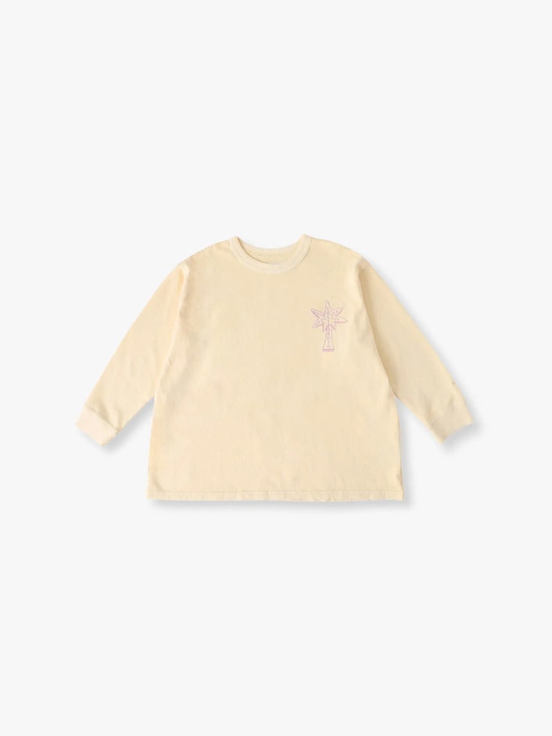 パームツリー ロングスリーブ ティー（イエロー/グレー/100-140cm） 詳細画像 yellow 2
