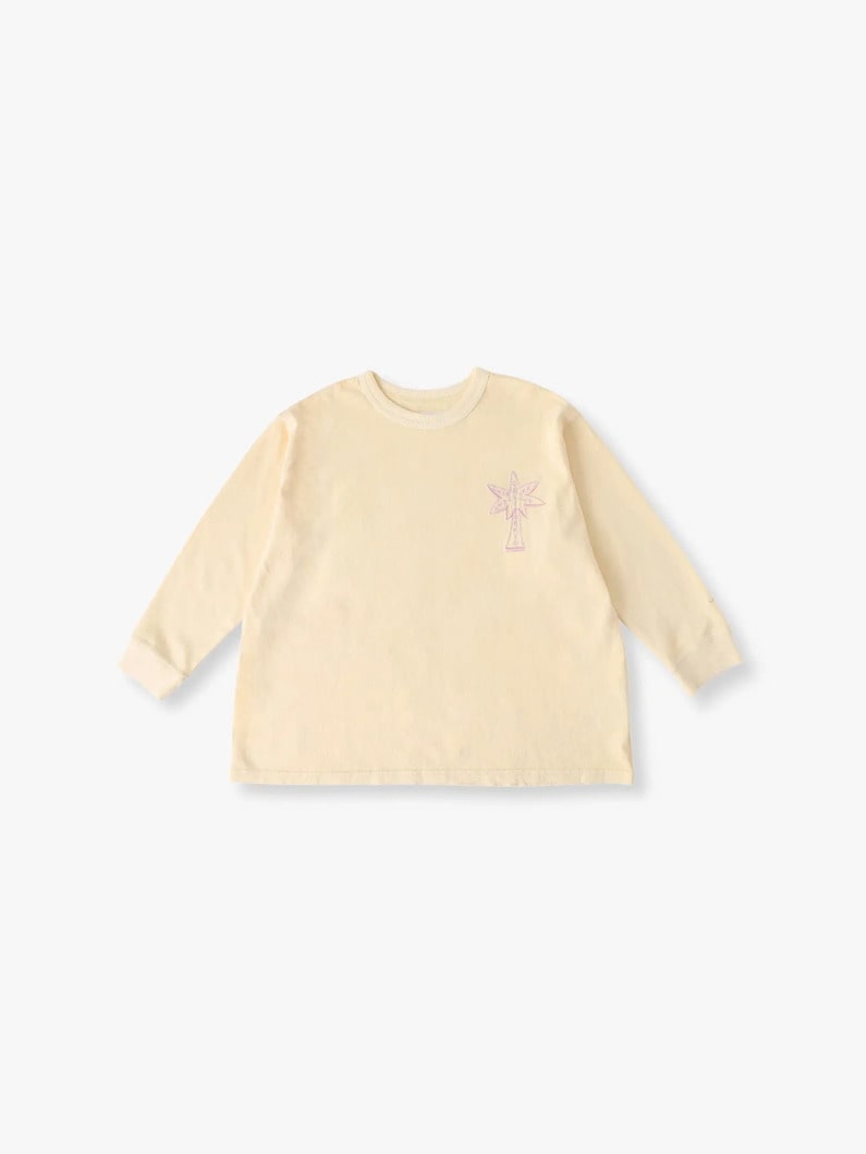 パームツリー ロングスリーブ ティー（イエロー/グレー/100-140cm） 詳細画像 yellow 3