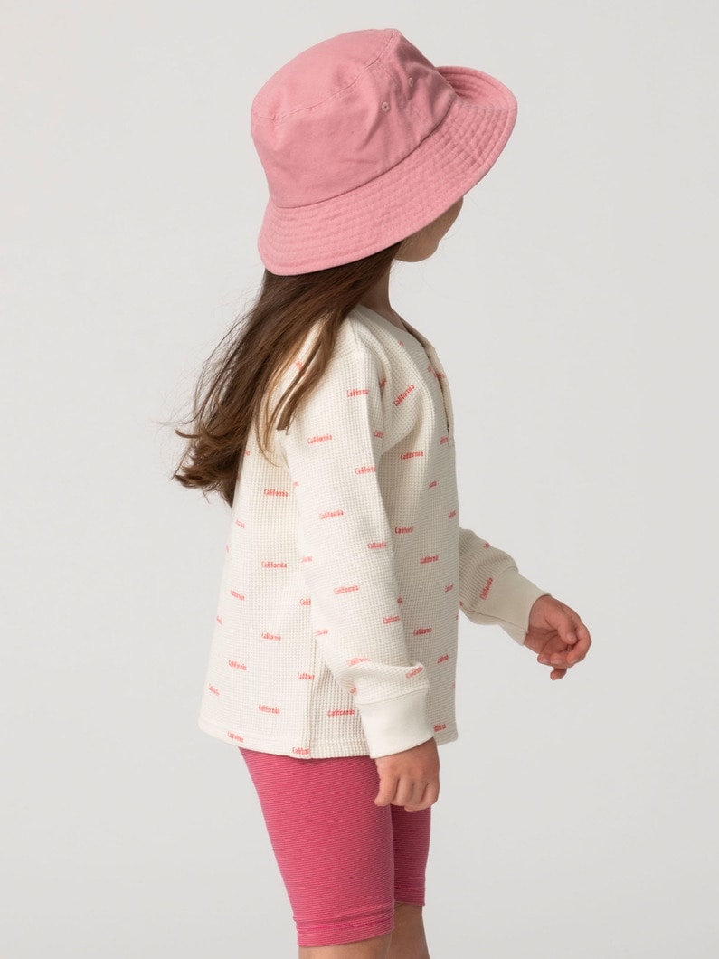 ワッフル ヘンリーネック ロングスリーブ ティー（ピンク/グリーン/100-140cm） 詳細画像 pink 3