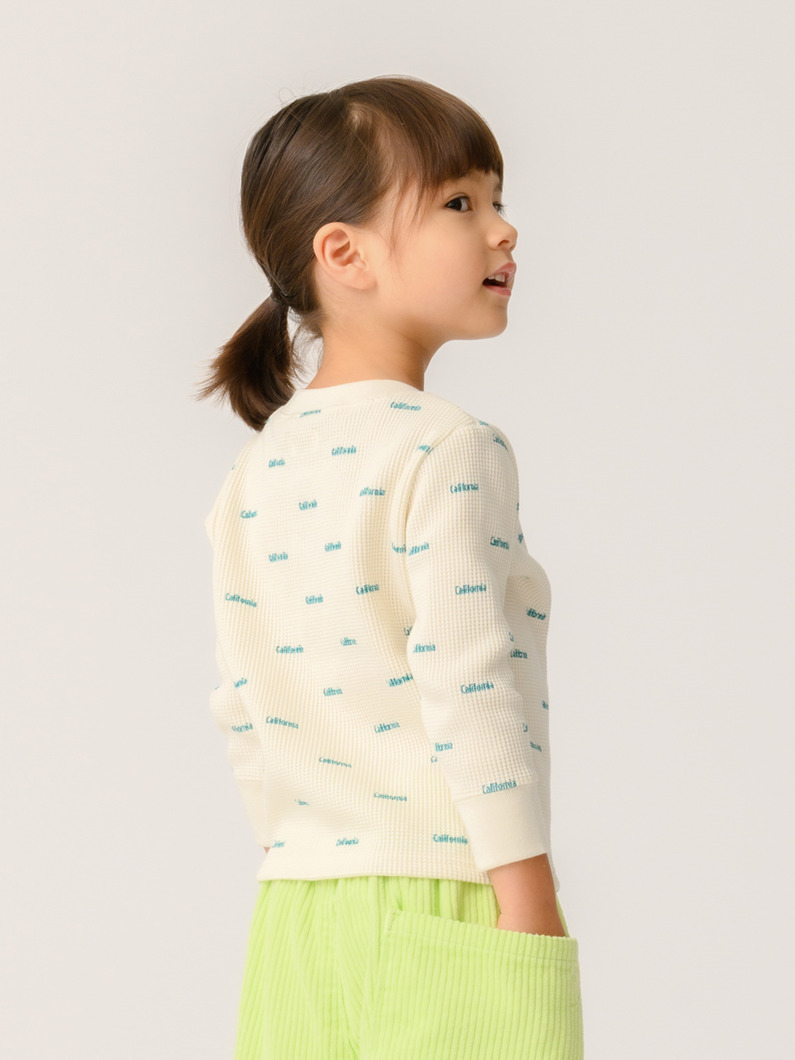 ワッフル ヘンリーネック ロングスリーブ ティー（ピンク/グリーン/100-140cm） 詳細画像 green 2