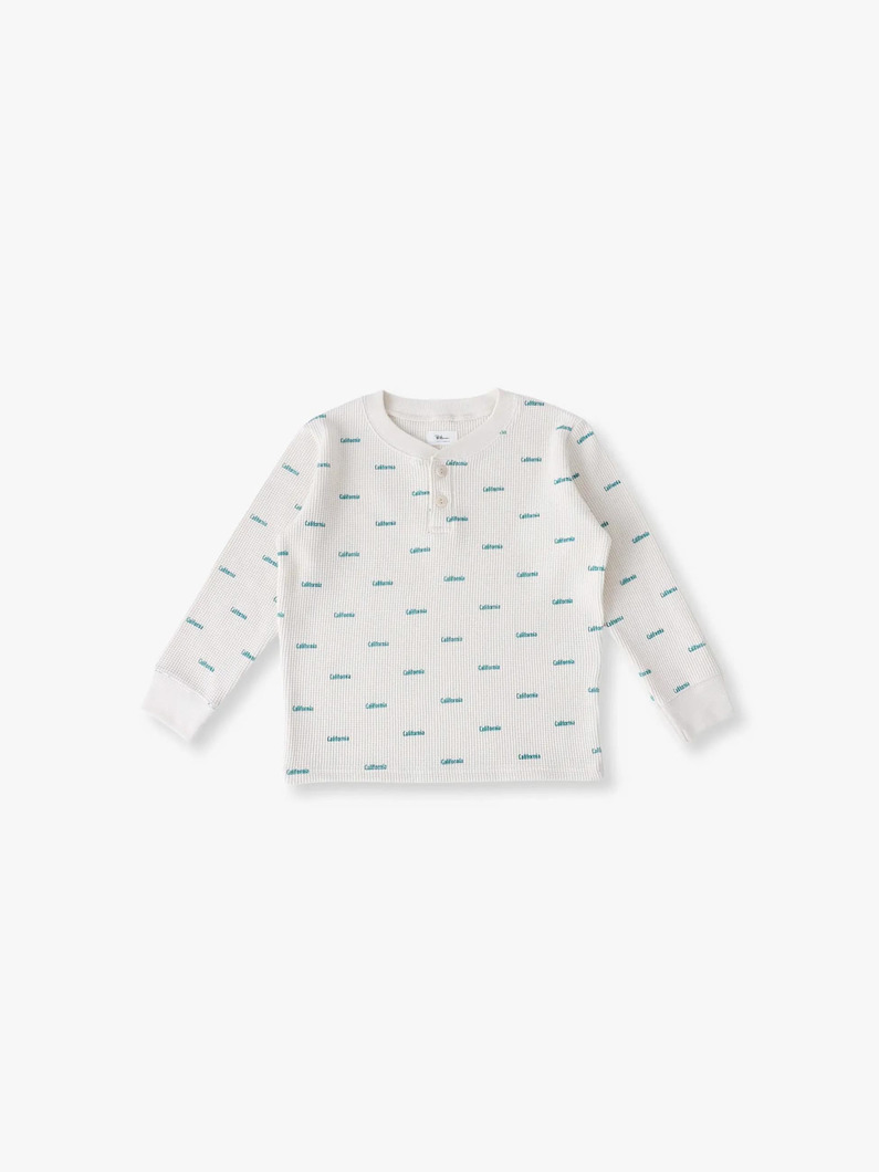 ワッフル ヘンリーネック ロングスリーブ ティー（ピンク/グリーン/100-140cm） 詳細画像 green 4