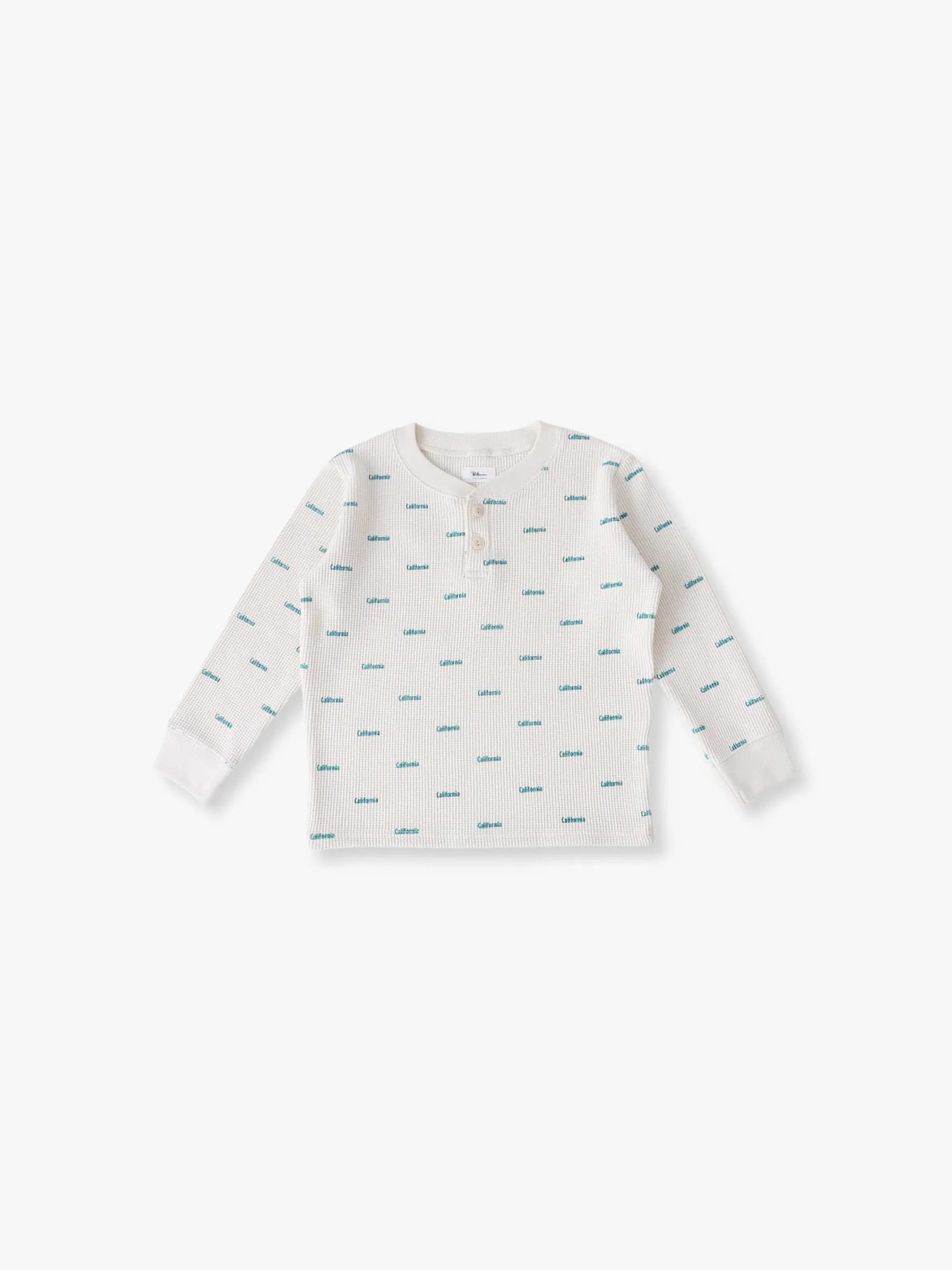 ワッフル ヘンリーネック ロングスリーブ ティー（ピンク