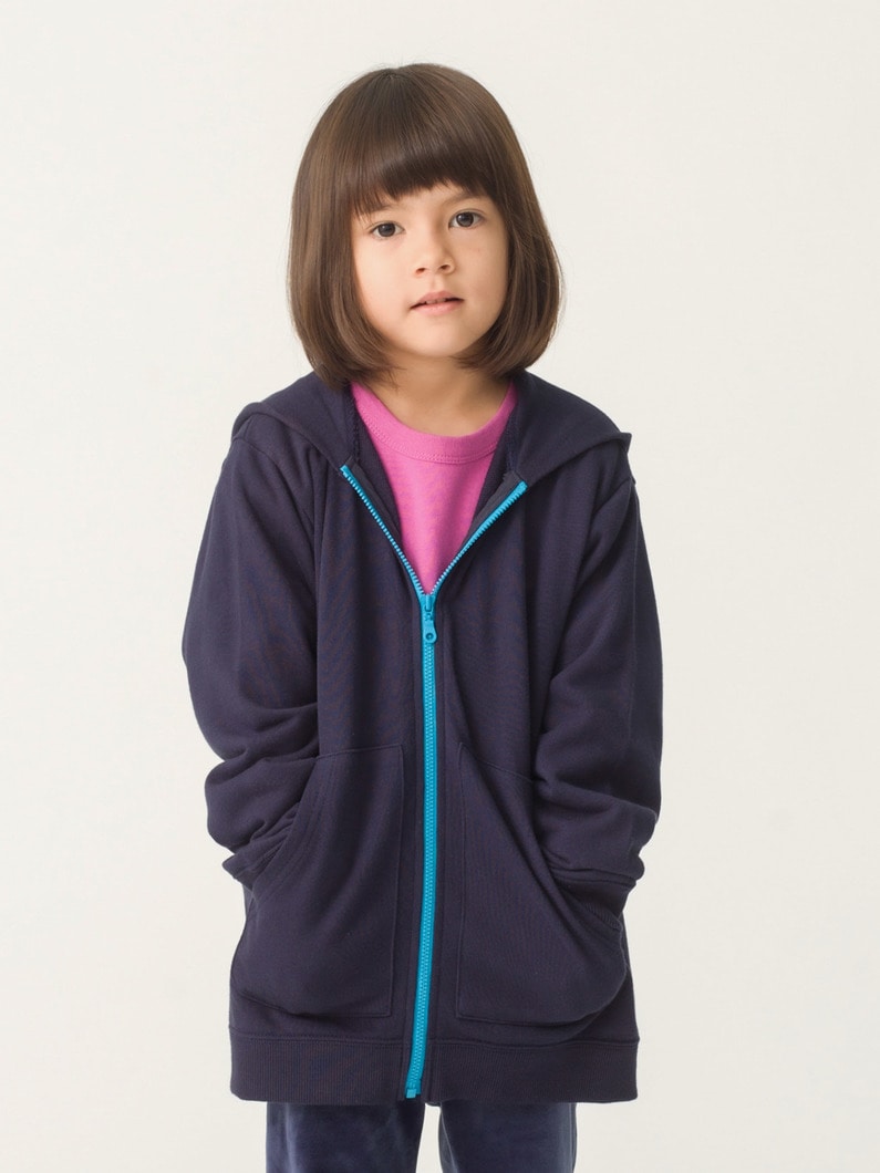 カラージップ フーディー（グリーン/ネイビー/100-140cm） 詳細画像 navy 3