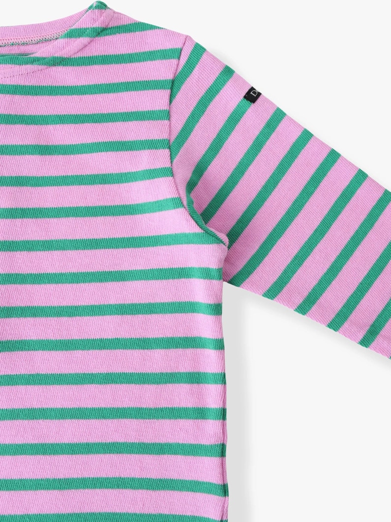 ボートネック ロングスリーブ ティー（ストライプ/105-125cm） 詳細画像 pink 2