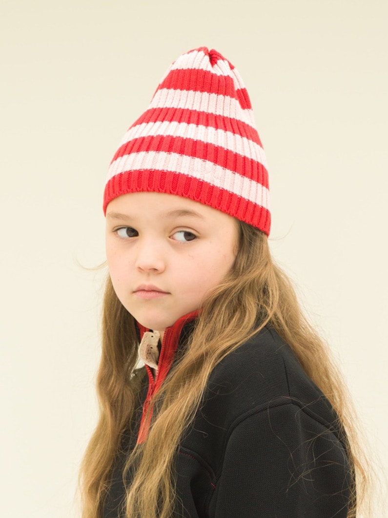 ストライプ ビーニー（レッド/ネイビー） 詳細画像 red