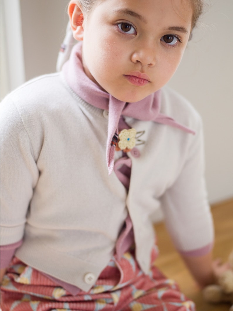 カシミヤ ナイロン バンダナ（ホワイト/ピンク/ダークオレンジ） 詳細画像 pink