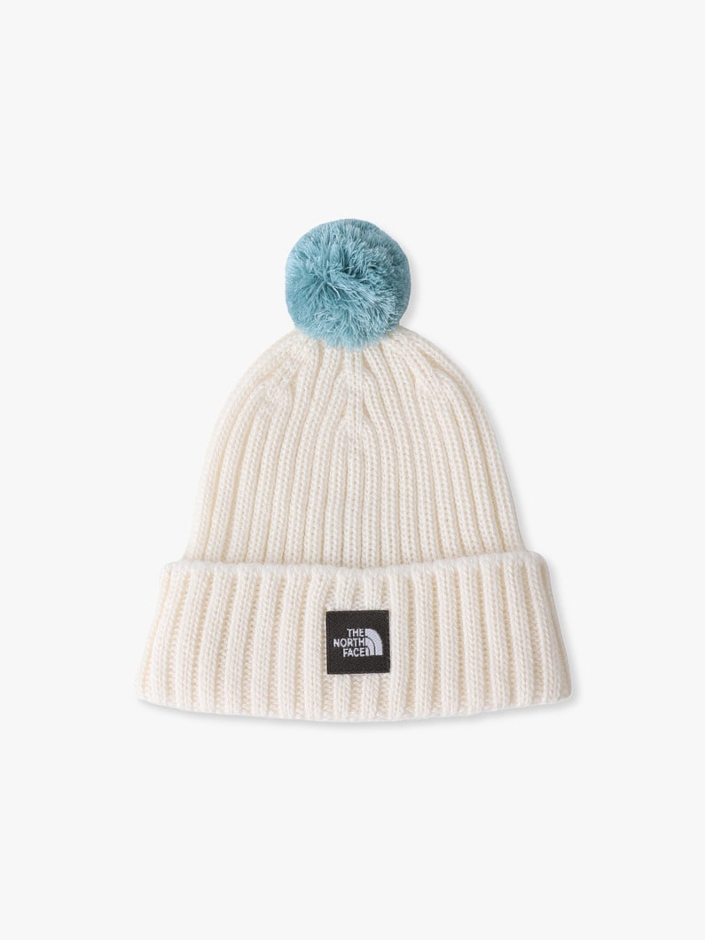 ポンポンニットキャップ（ホワイト/カーキ/ブルー/47-49cm） 詳細画像 white 1