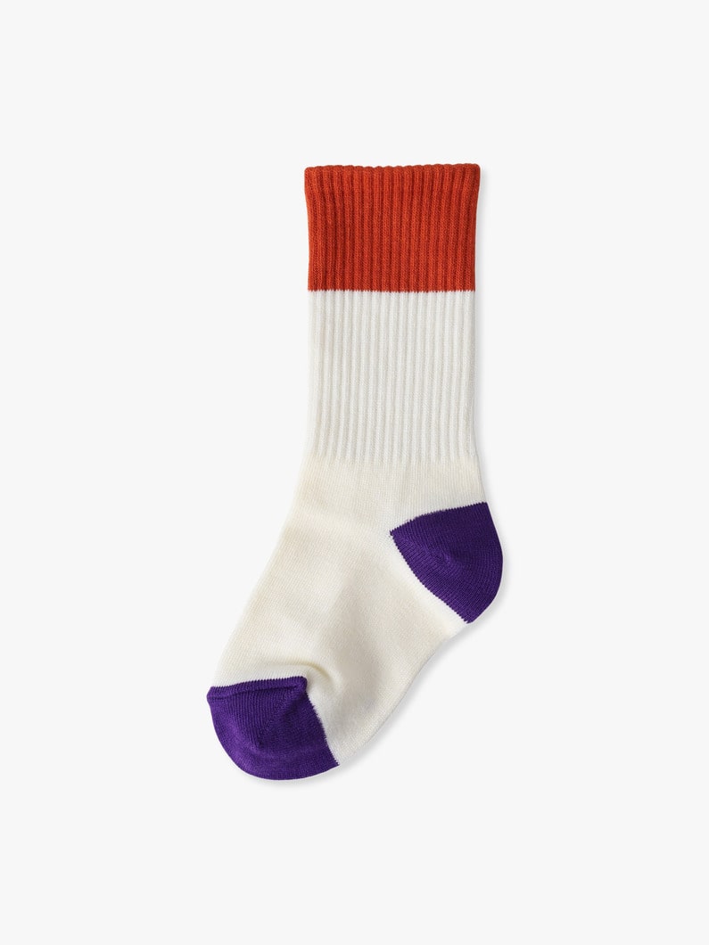 カラー ブロック ソックス（オレンジ/イエロー/ブルー/13-21cm） 詳細画像 orange 1