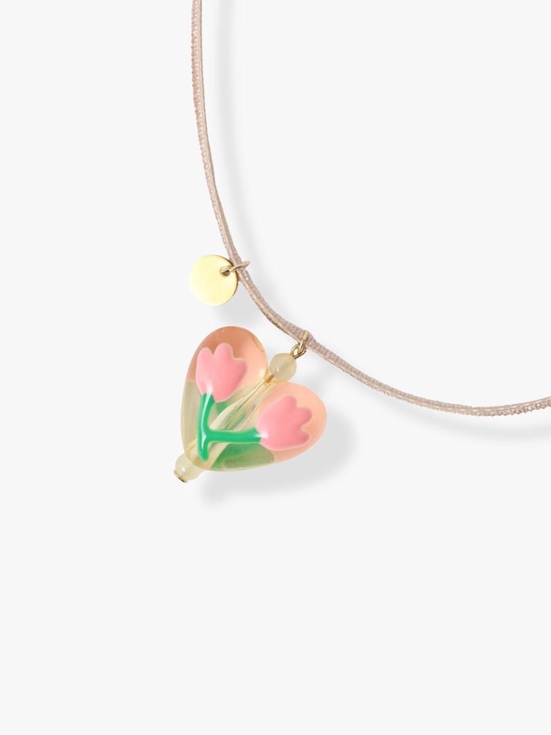 ハート リボン ネックレス（ベージュ） 詳細画像 beige 1