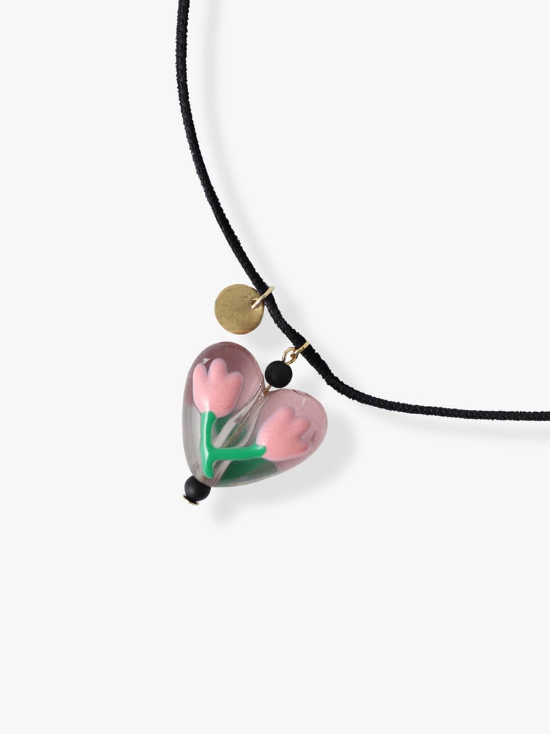 ハート リボン ネックレス（ブラック） 詳細画像 black 1