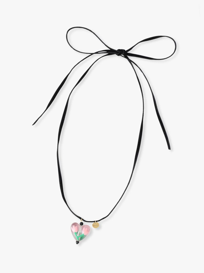 ハート リボン ネックレス（ブラック） 詳細画像 black 2