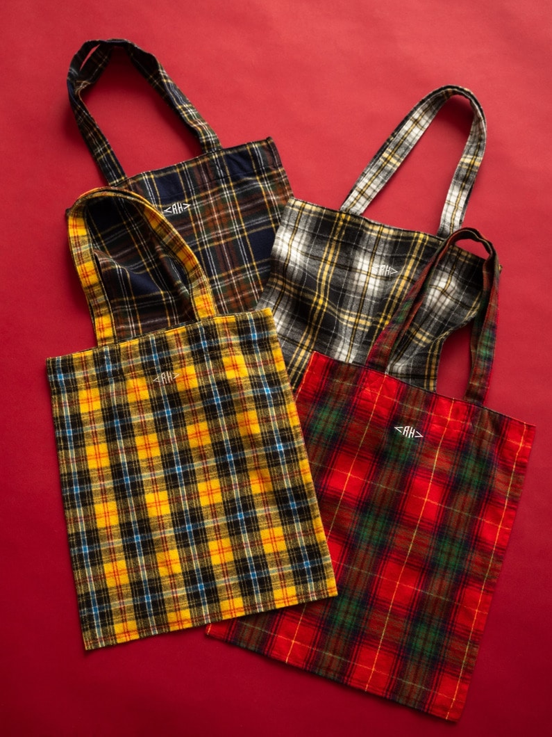 フランネルチェックトートバッグ 詳細画像 black 5