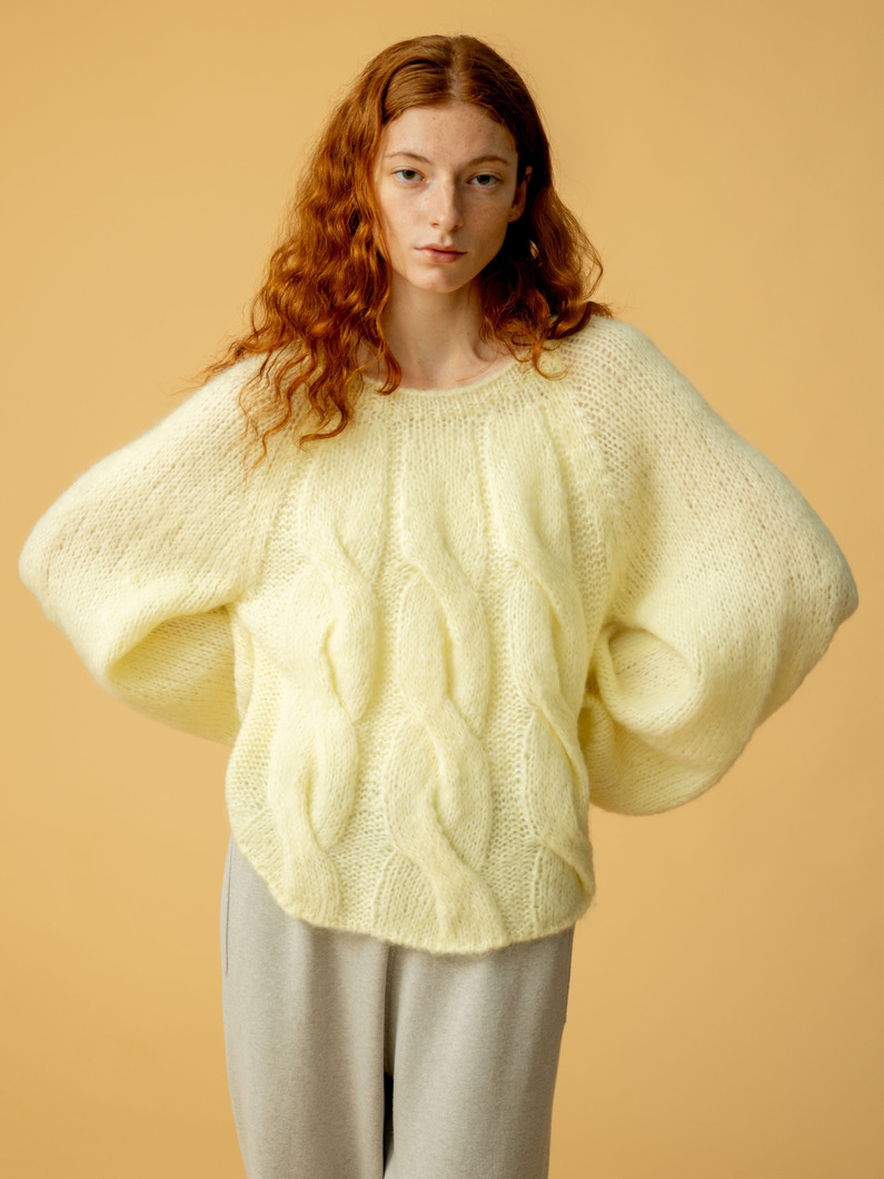 ウール モヘア ハンドニット 詳細画像 light green