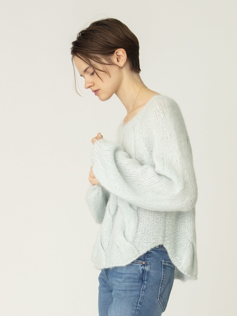 ウール モヘア ハンドニット 詳細画像 light blue 2