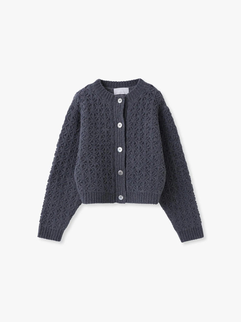 クロシェ ダブルニット カーディガン 詳細画像 dark gray 1