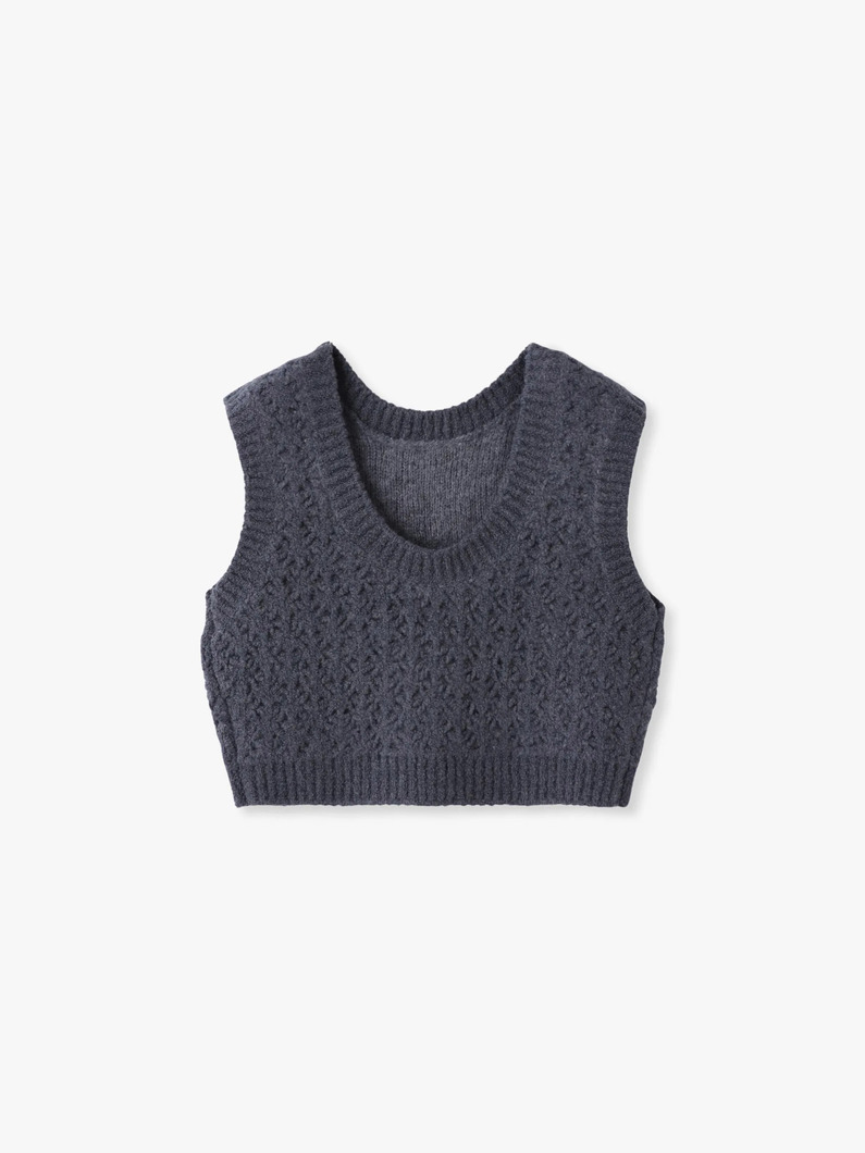 クロシェ ダブルニット ベスト 詳細画像 ivory 1