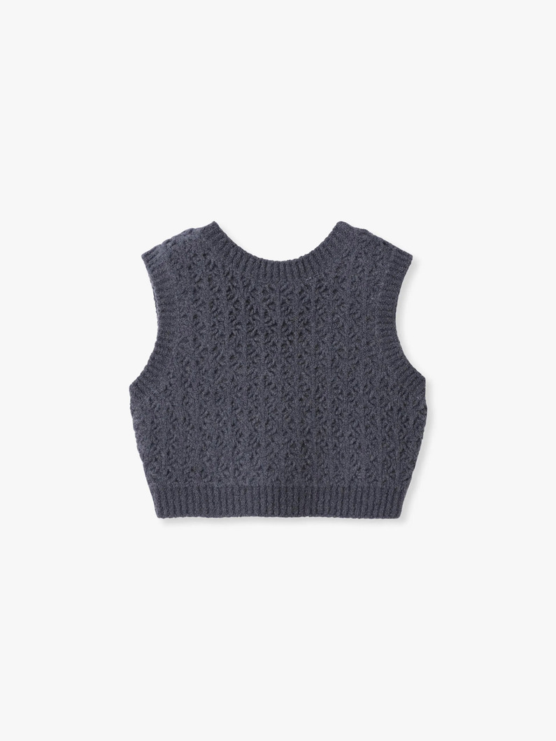 クロシェ ダブルニット ベスト 詳細画像 dark gray