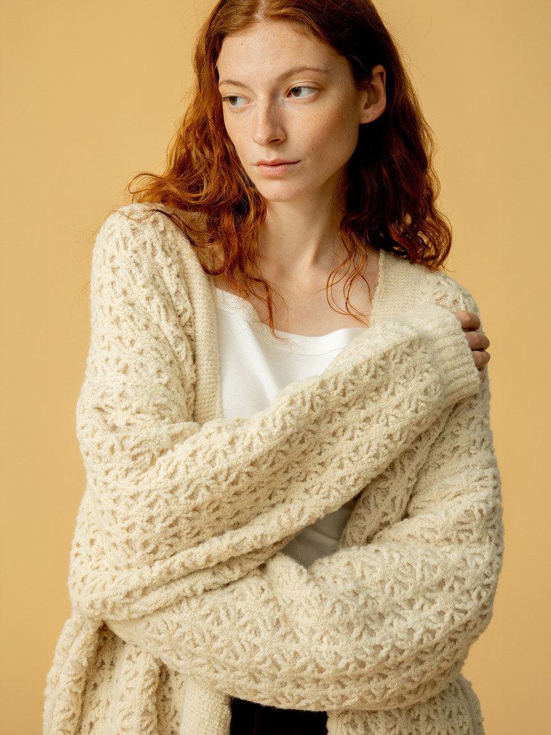 クロシェ ダブルニット ミドルカーディガン 詳細画像 ivory 1