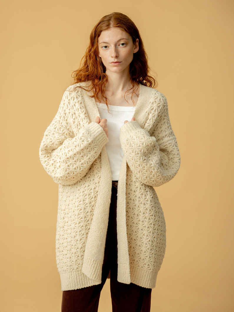 クロシェ ダブルニット ミドルカーディガン 詳細画像 ivory 2