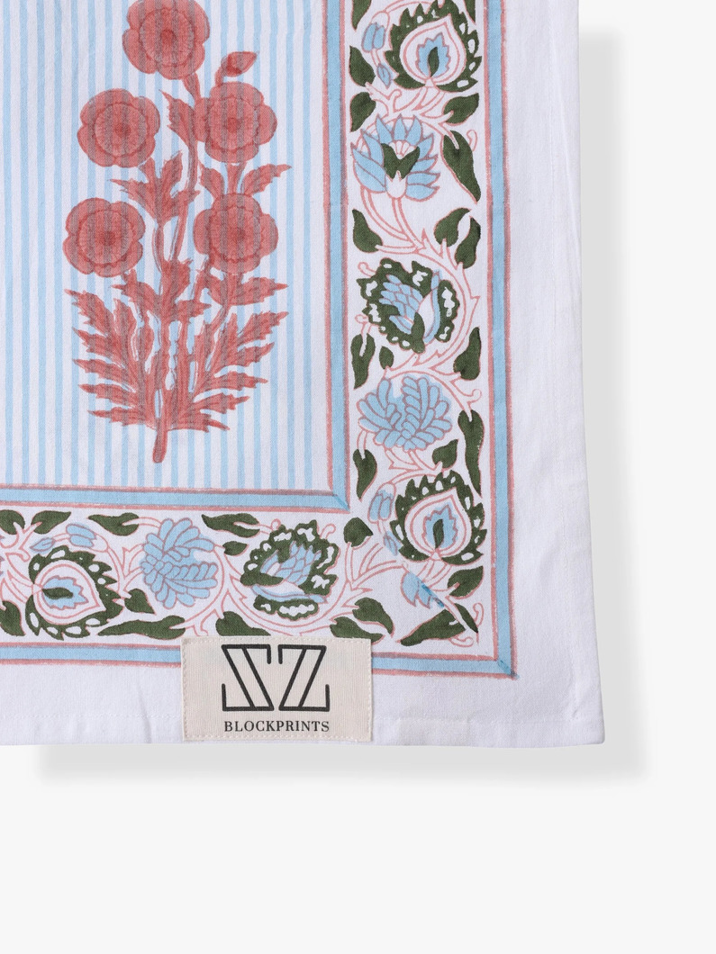 テーブルクロス ポピー オン シンストライプ 詳細画像 light blue 1