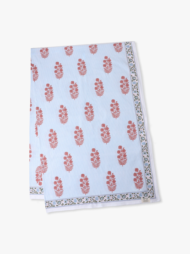 テーブルクロス ポピー オン シンストライプ 詳細画像 light blue 1