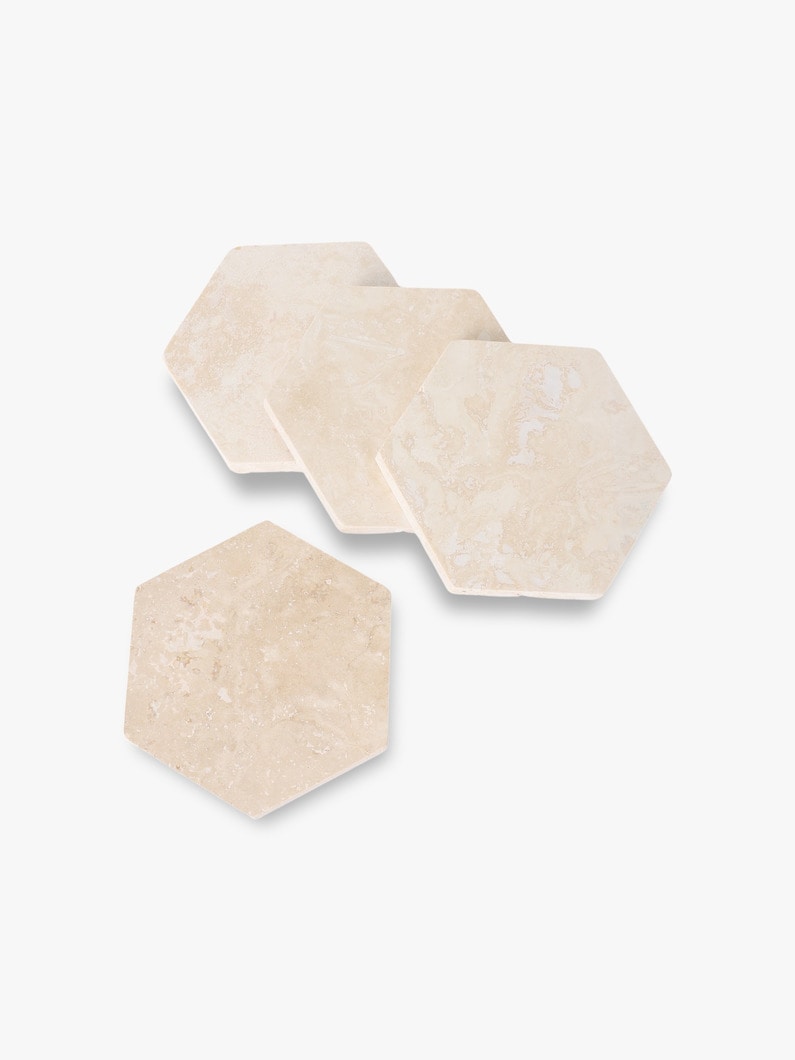 トラバチン ヘキサゴン コースター（4pcs） 詳細画像 other 1