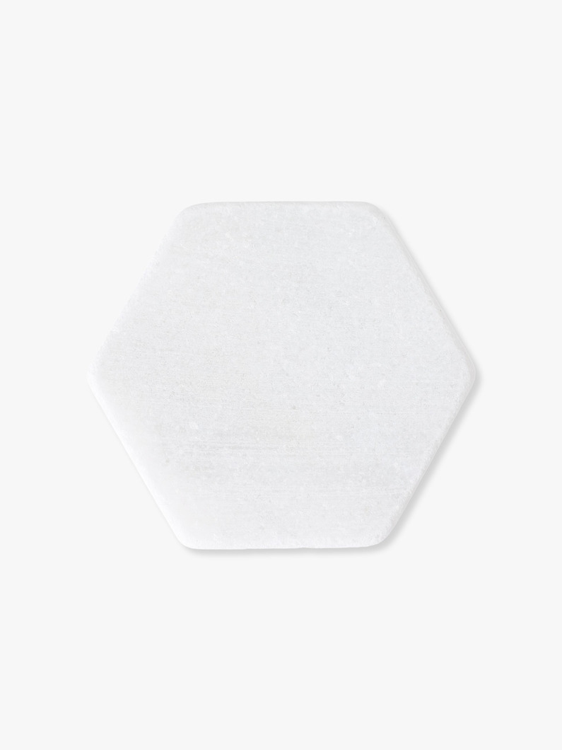 ホワイト マーブル ヘキサゴン コースター（4pcs） 詳細画像 white 2