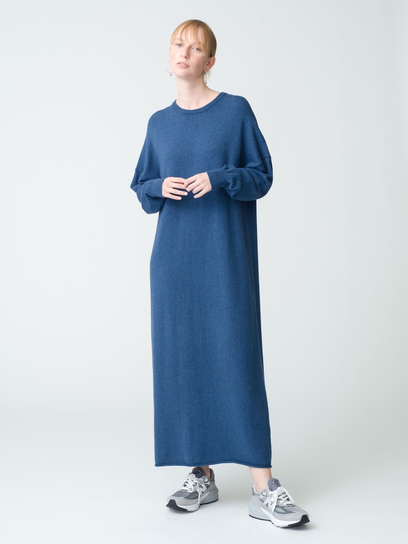 Cotton Nylon Knit Dress | ドレス 詳細画像 navy