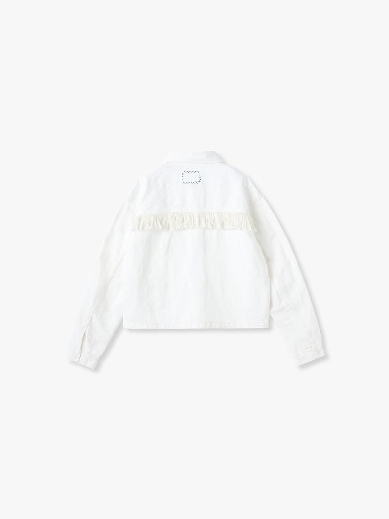 White Linen Fringe Denim Jacket | ジャケット 詳細画像 white 1