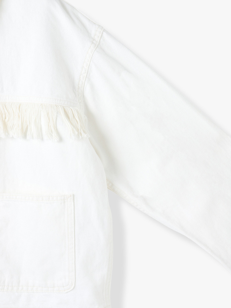 White Linen Fringe Denim Jacket | ジャケット 詳細画像 white 2