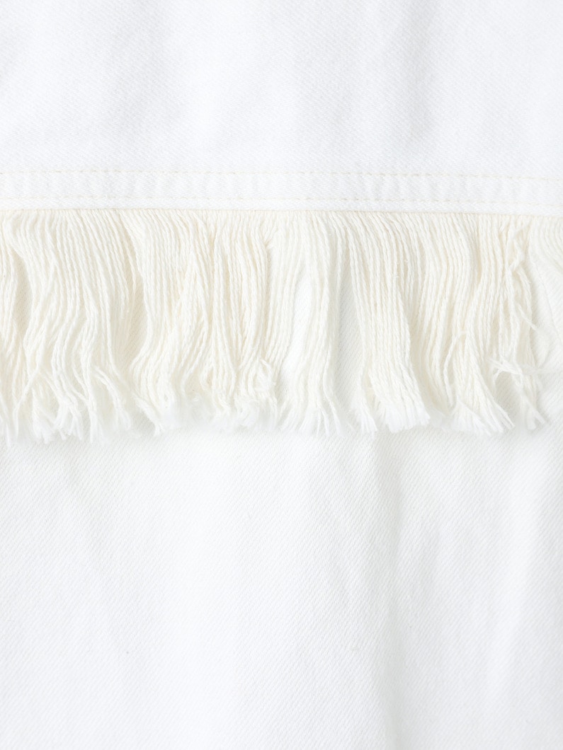 White Linen Fringe Denim Jacket | ジャケット 詳細画像 white 3