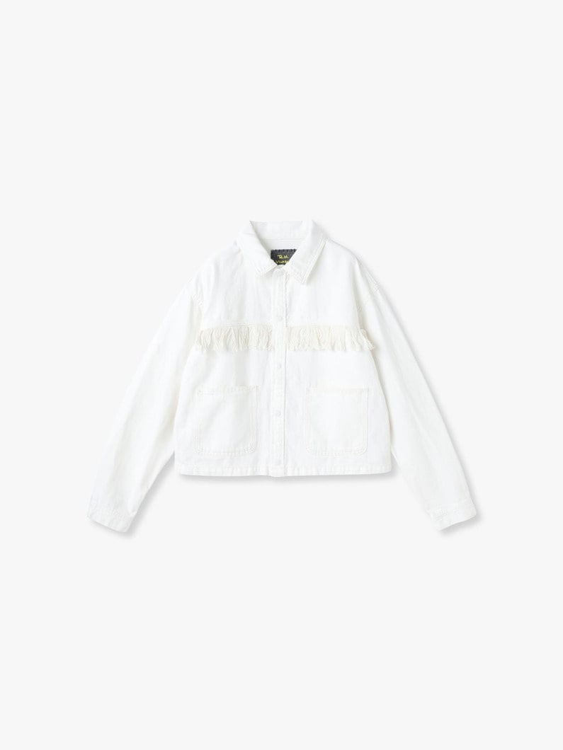 White Linen Fringe Denim Jacket | ジャケット 詳細画像 white 4