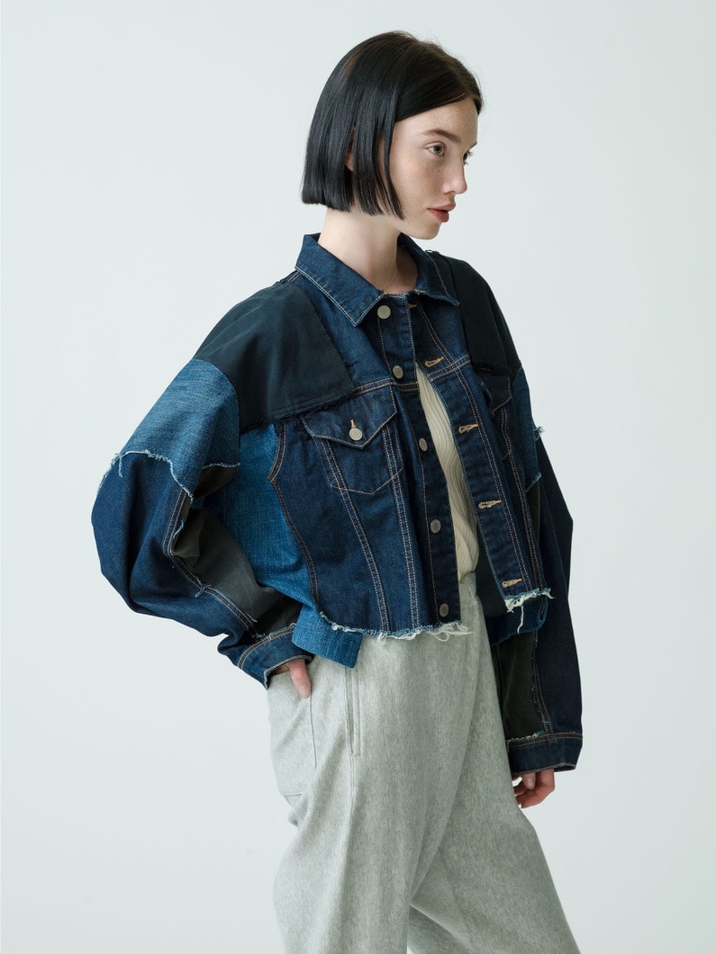 Patchwork Denim Short Jacket (indigo) | ジャケット 詳細画像 indigo 2