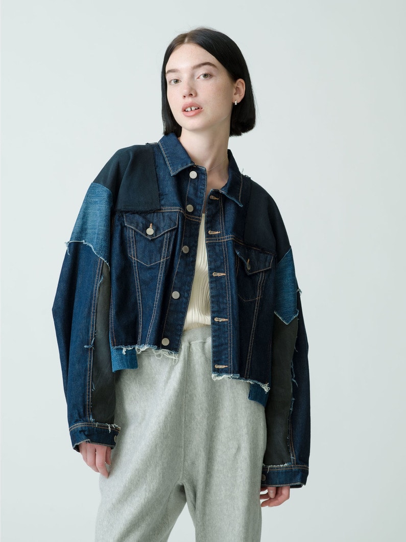 Patchwork Denim Short Jacket (indigo) | ジャケット 詳細画像 indigo 3