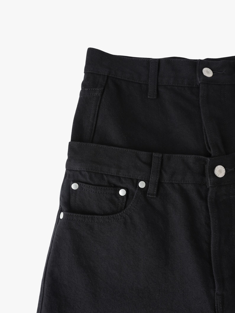 W Waist Recycle Denim Pants (black) | パンツ 詳細画像 black 3