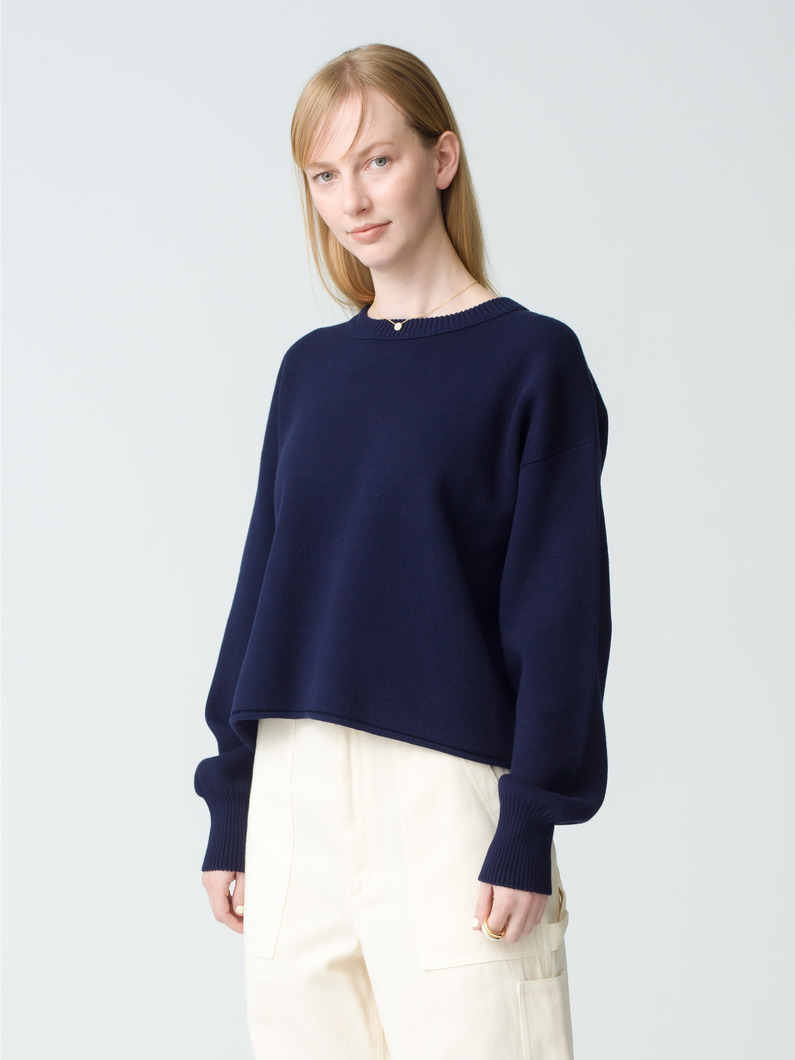 Milanorib Cotton Knit Pullover (pink/ivory/navy) | ニット 詳細画像 navy