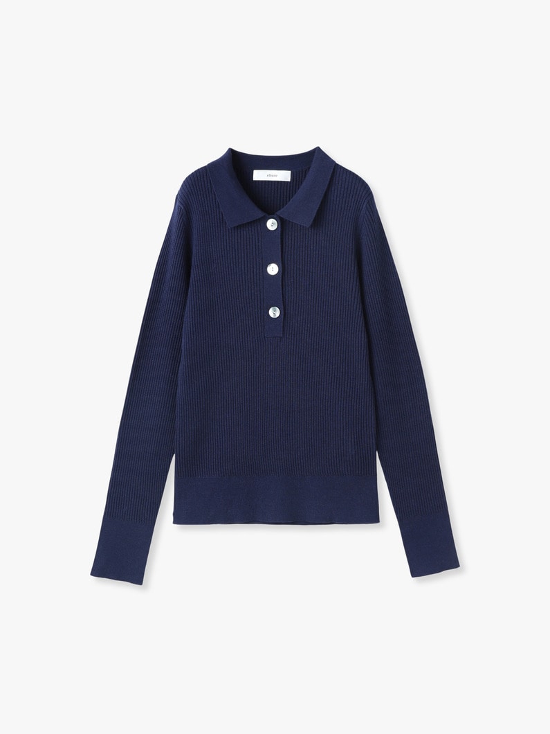 Bright Silk Wool Knit Polo Shirt | ニット 詳細画像 navy 1