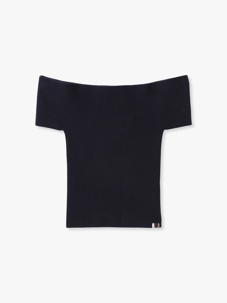 Libra Off Shoulder Knit Top | ニット 詳細画像 navy 1