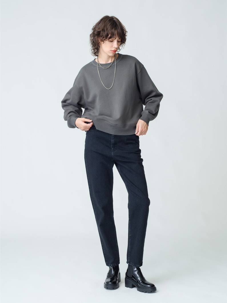 Organic Cotton Cropped Sweat Pullover | スウェット 詳細画像 black 2