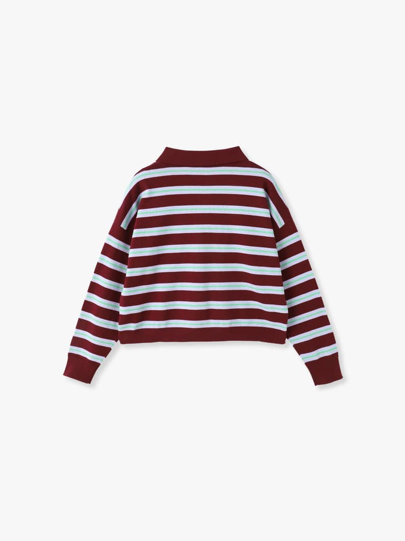 Luna Striped Polo Top | ニット 詳細画像 burgundy 1