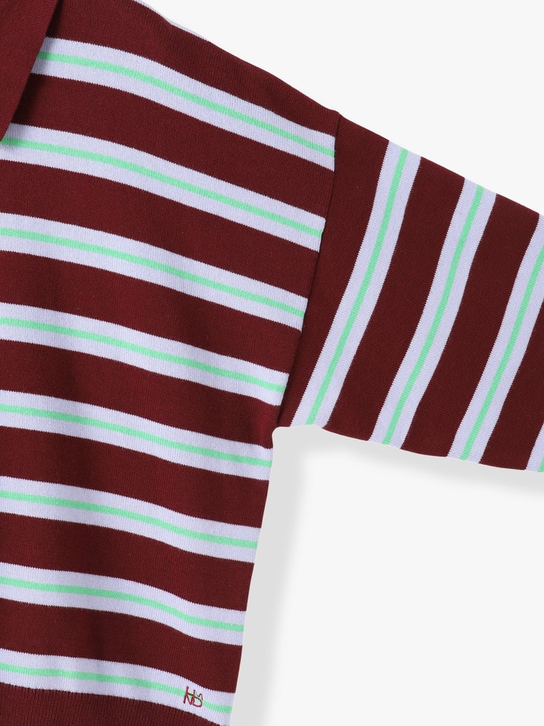 Luna Striped Polo Top | ニット 詳細画像 burgundy 2